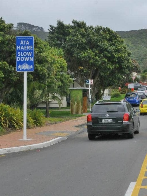 A bilingual road sign in Porirua. Picture: Jared Nicoll