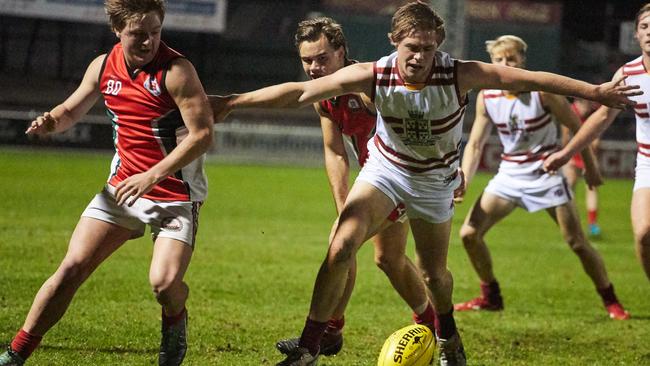 Former Australian Under-16 cricket captain, Jamison Murphy, right, playing for Prince Alfred College in 2019. Picture: Matt Loxton