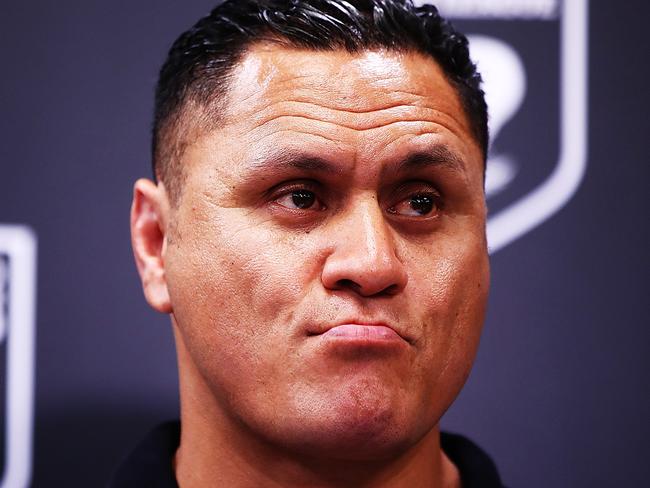 AUCKLAND, NEW ZEALAND - OCTOBER 05:  New Zealand Kiwis coach David Kidwell speaks to the media during the New Zealand Kiwis Rugby League World Cup Squad Announcement at Rugby League House Museum on October 5, 2017 in Auckland, New Zealand.  (Photo by Hannah Peters/Getty Images)