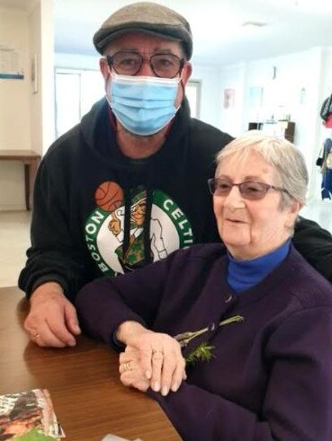 Allan Harvie, and his 88-year-old mother, Cecilia, at Annie Lockwood Court aged care home in Whyalla. Picture: Supplied