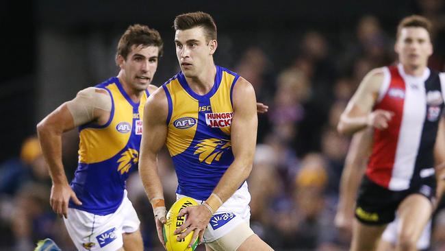 West Coast’s midfielders, such as Elliot Yeo, will be out to control possession. Picture: Michael Klein.