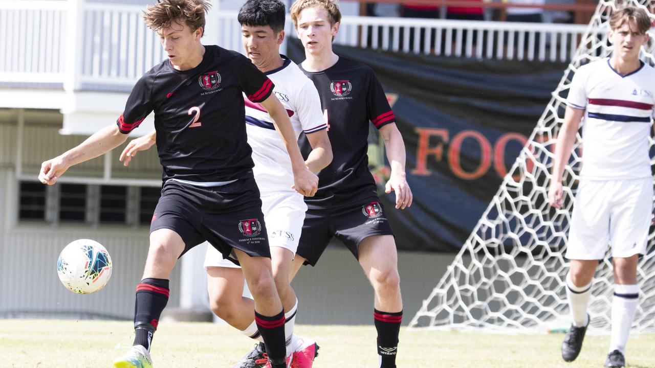 GPS First XI Football. St Joseph's Gregory Terrace vs The Southport School. GT #2 Rhys Gray. 5 September, 2020. Picture: Renae Droop