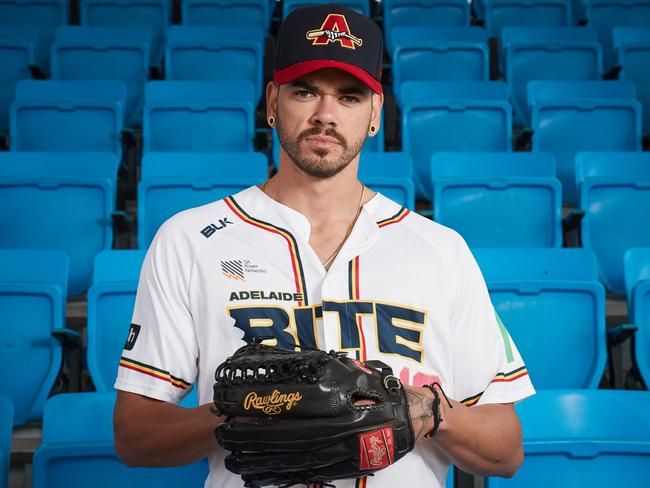 Baseball Athlete, Todd McDonald poses for a picture at West Beach Baseball HQ, where Adelaide Bite has signed the pitcher, Thursday, Oct. 4, 2018. Picture: MATT LOXTON