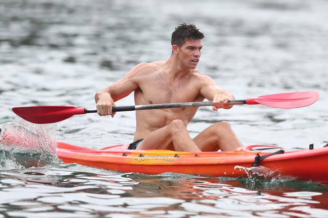 GOLD COAST, AUSTRALIA - JANUARY 23: Sam Collins during a Gold Coast Suns AFL training session at Palm Beach Parklands on January 23, 2020 in Gold Coast, Australia. (Photo by Chris Hyde/Getty Images)