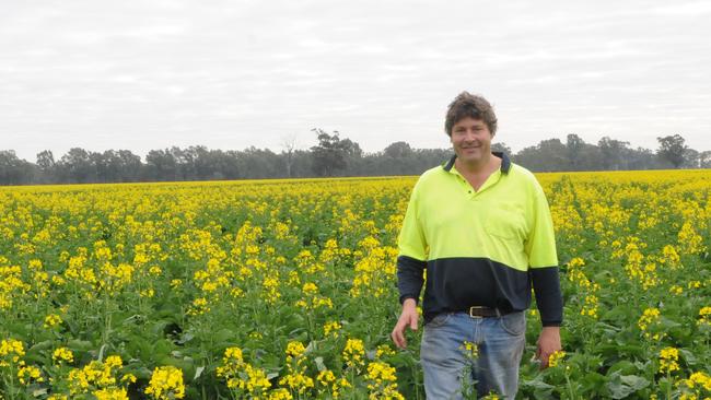 Adam Inchbold in one of the family’s canola crops near Yarrawonga.