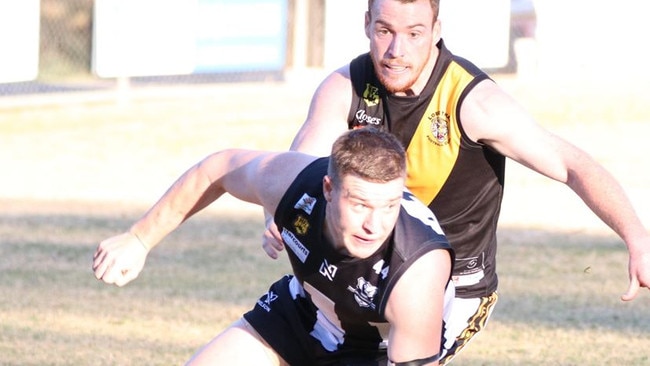 Action from the Hahndorf v Lobethal HFL game on Saturday. Picture: Aliza Fuller/Lobethal Football Club