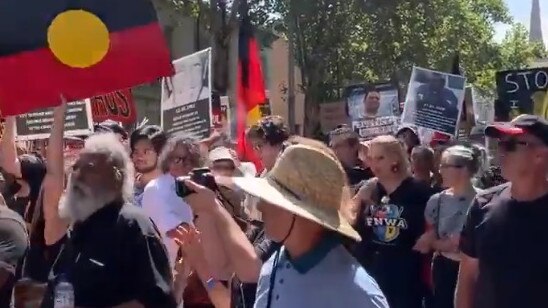 Anti-Australia Day protesters in the CBD.