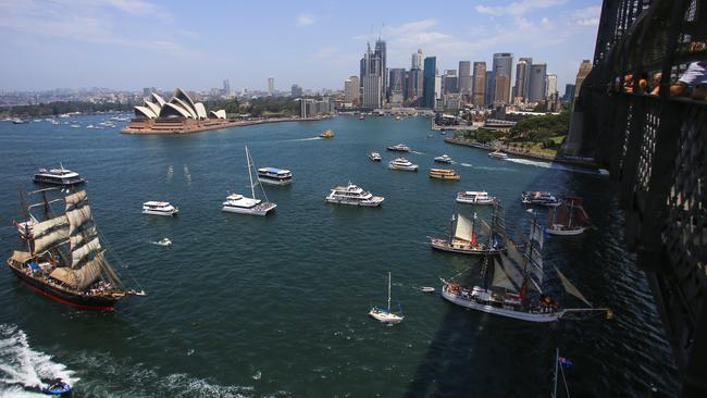 The tall ships race will be one of many things making a comeback on Australia Day this year. Picture: AAP Image