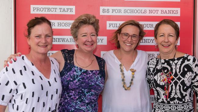 State MPs Joan Pease (Lytton) and Corrine McMillan (Mansfield) with Federal candidate for Bonner Jo Briskey and State MP Di Farmer (Bulimba). 