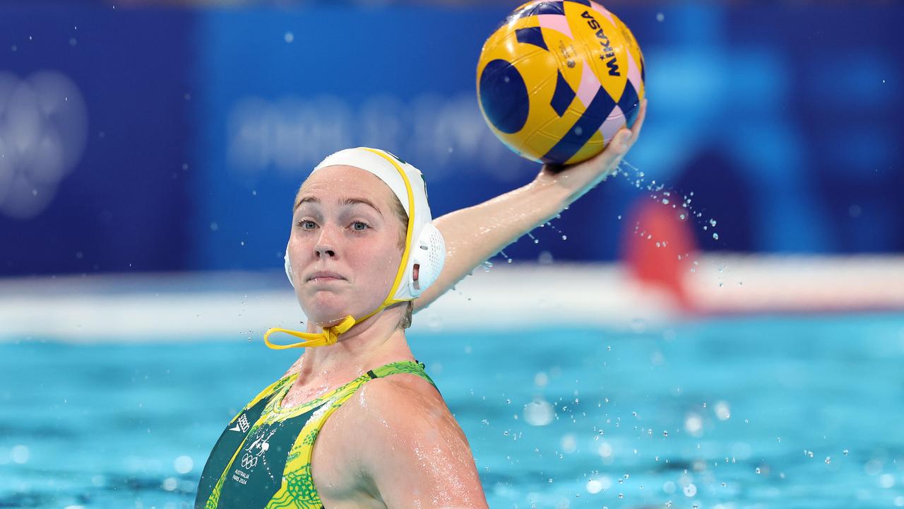 All Hallows’ School Alice Williams in action during the Water Polo Gold Medal game, Australia V Spain at Paris La Defense Arena. Pics Adam Head