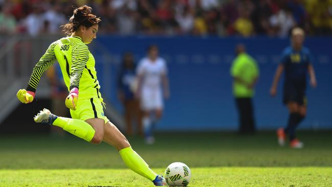 America’s top goalkeeper Hope Solo has copped criticism following her assessment of Sweden’s quarter final win over the US. Picture: AFP/Evaristo Sa