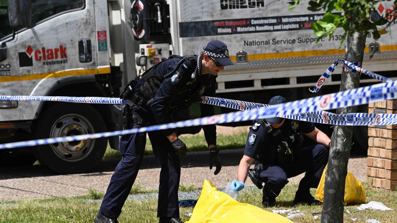 Police at the scene of the North Lakes home where Emma Lovell died. Picture: Lyndon Mechielsen/Courier Mail