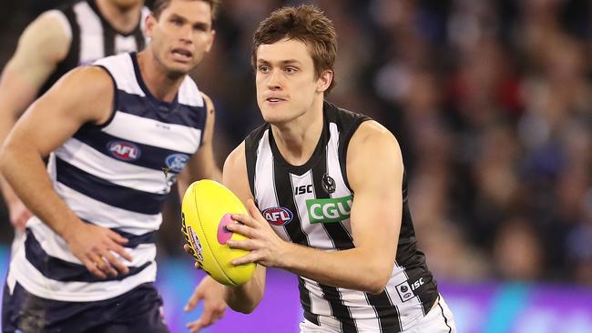 Darcy Moore stood tall for the Pies. Picture: Michael Klein