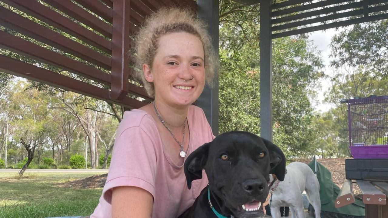 Ebony Daly and her dog Nora are camping in swags at the Hinkler Lion's Park, along with Ebony’s sister and mother.