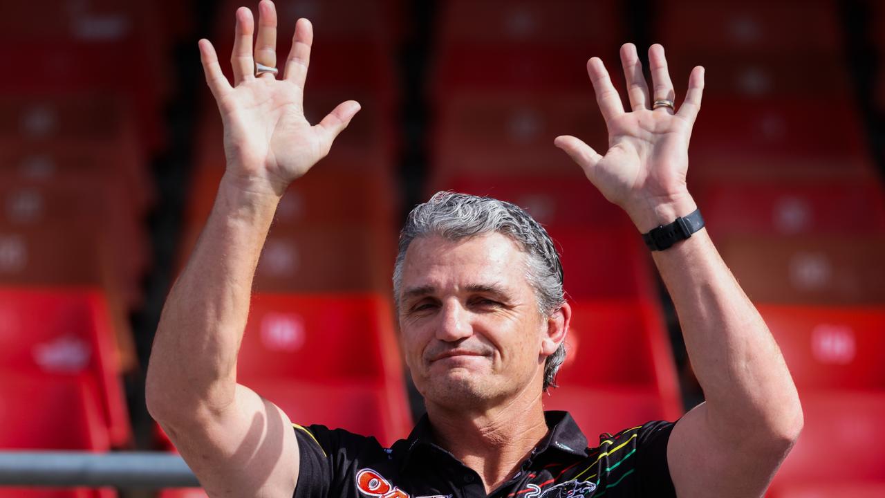 Cleary greets fans during the club’s Grand Final celebrations in Penrith. (Photo by Jenny Evans/Getty Images)