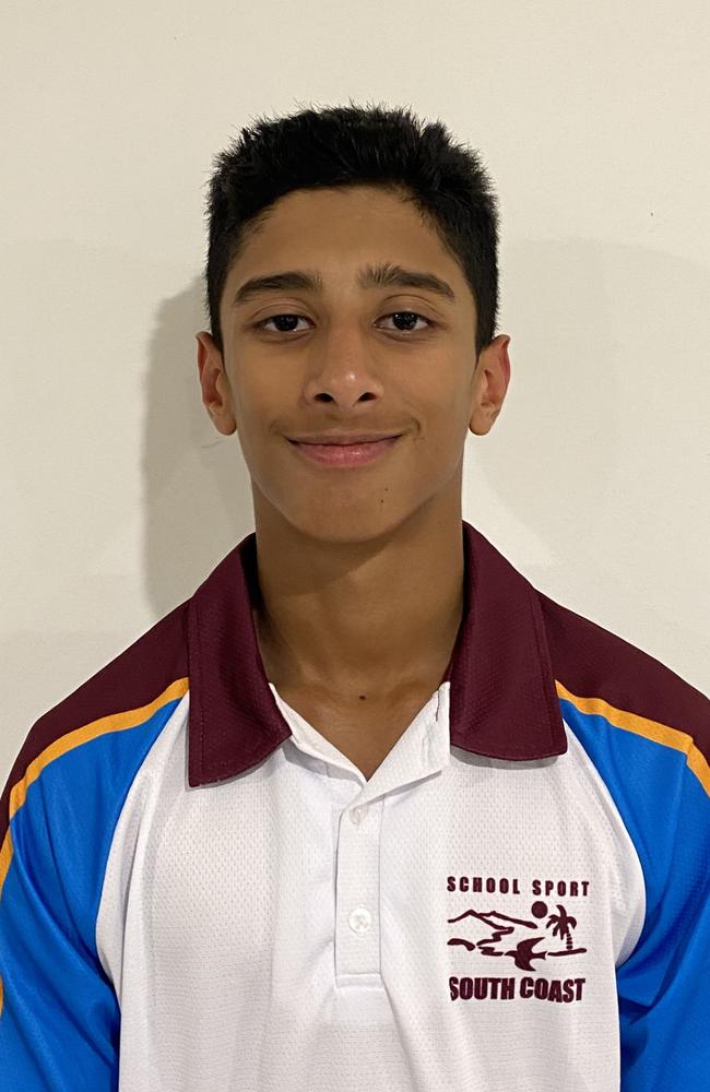 13-15 years boys South Coast cricket team 2024. Pictured: Aiden Santhosh