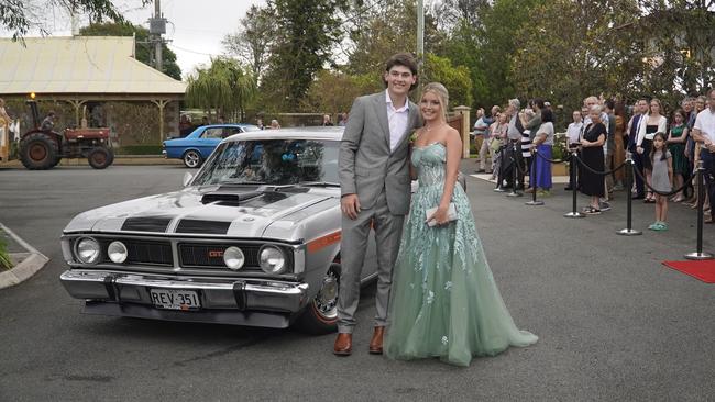 Students arriving in style for the 2024 Glasshouse Christian College formal at Flaxton Gardens.