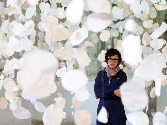 Artist Monika Grzymala at Cockatoo Island in Sydney, where her art instalation will feature in this year's Biennale of Sydney.