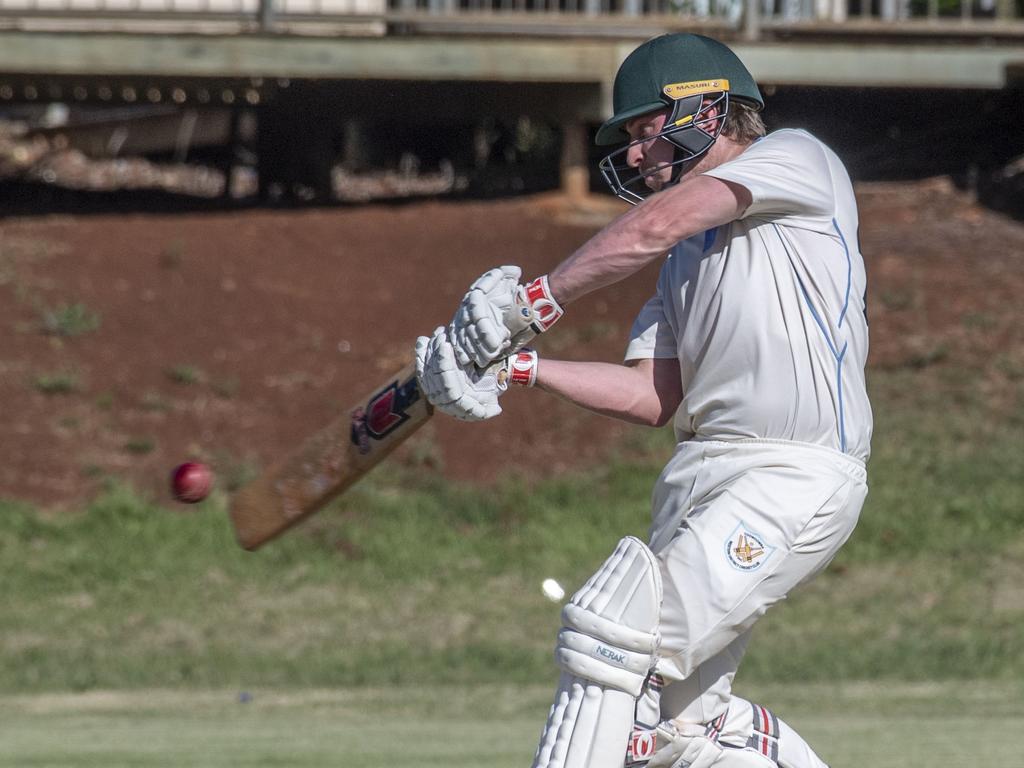 Matt Hallas bats for Wests. Met-Easts vs Wests A Grade 2 day cricket. Saturday, February 18, 2023. Picture: Nev Madsen.