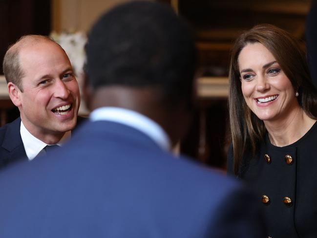 Kate wore black for the appearance in keeping with guidelines for the royal family’s mourning period. Picture: AFP