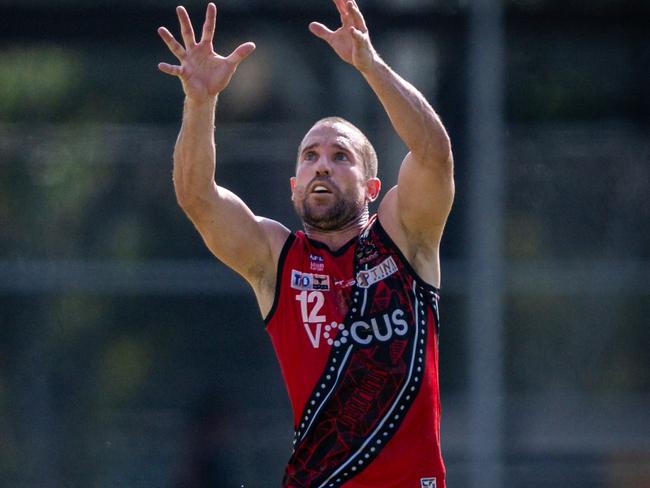 Ashton Hams playing for the Tiwi Bombers in the 2024-25 NTFL season. Picture: Patch Clapp / AFLNT Media