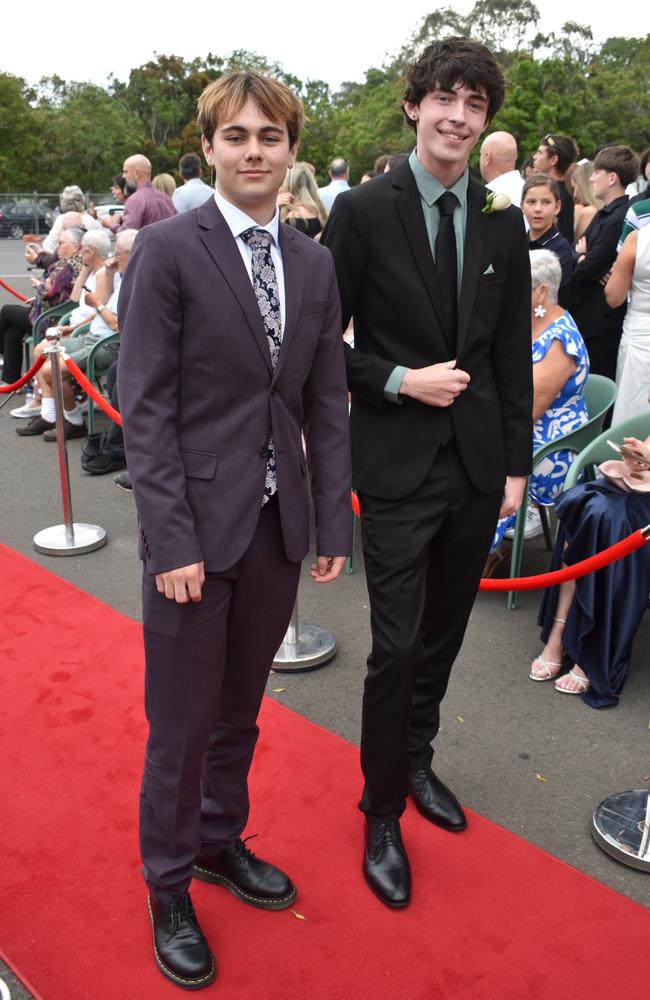 Luca Buttrose and Kai Chamings at the Pacific Lutheran College Formal held at the Sunshine Coast Turf Club on November 15, 2024. Picture: Sam Turner