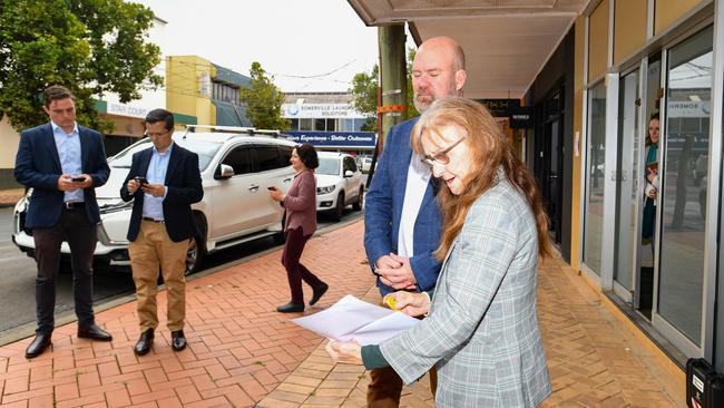 Insurance Council of Australia CEO Andrew Hall with local state MP Janelle Saffin in Lismore today.