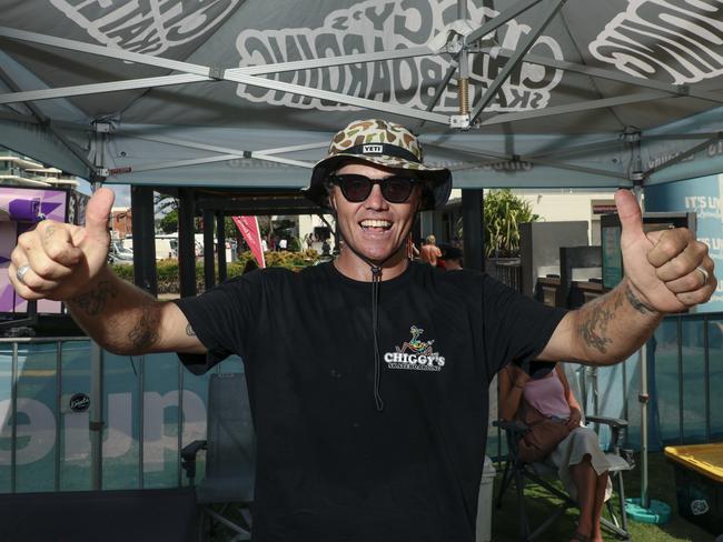 Mat Chigwidden among the crowd at the  2025 Gold Coast Open surf comp at Burleigh Heads. Picture: Glenn Campbell