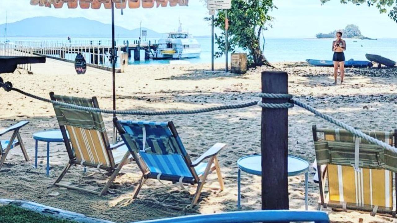 A pop up bar with a view of the jetty which had began trading on Dunk Island in mid 2023. Picture: Dunk Island Adventures