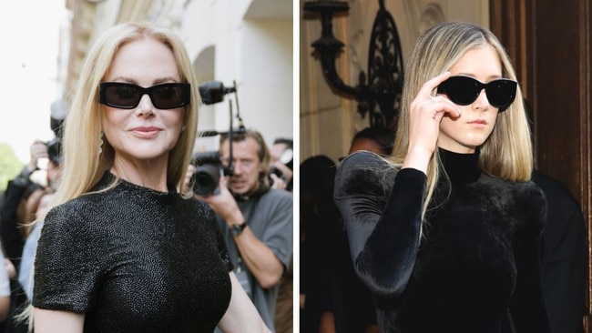 Nicole Kidman and daughter Sunday twinning at Paris Fashion Week.