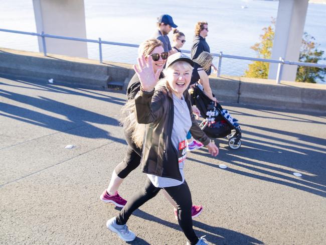 Run the Bridge Fun Run 2020 across Tasman Bridge. Picture: RICHARD JUPE