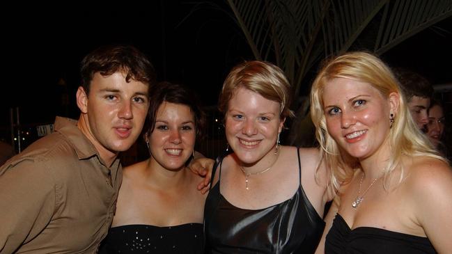 Yannick Rose, Amanda Batt, Lauren Kippin and Jessica Jacklin on Flinders Street East Pic Bryan Lynch AD186016