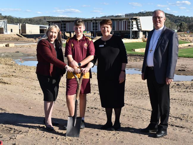 Principal Narelle Dobson (left) with first student Darius Kebbell, Pam Betts and Reverend Ken Howell