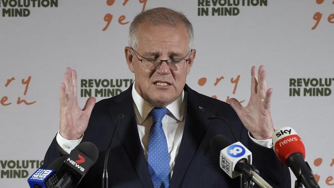 Scott Morrison in Melbourne on Thursday. Picture: NCA NewsWire / Andrew Henshaw