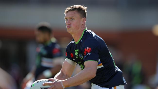 Jack Wighton has another try scoring double to his name to keep the Raiders top four hopes alive. Picture: Getty Images.