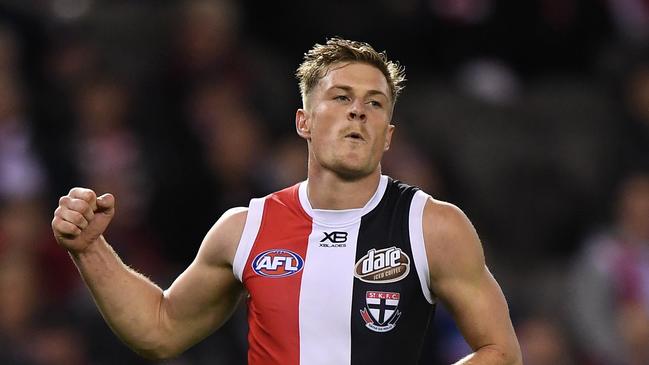 Jack Newnes holds record for the most consecutive games played at the Saints. Picture: AAP Image/Julian Smith