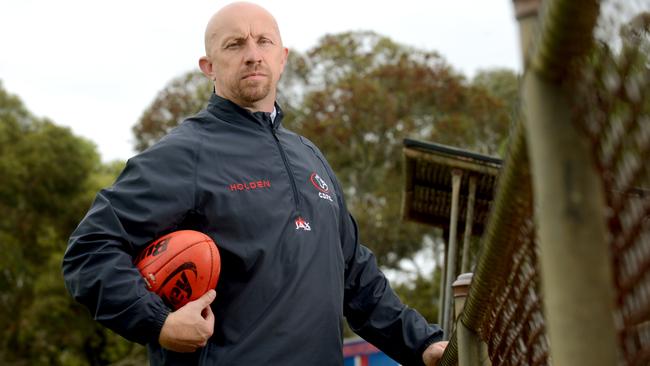 9/12/2013. Roy Laird, Central Districts football club coach. The story is about Centrals being sponsored by Holden and what will happen to them when Holden finally closes and they lose their sponsorship. Picture: Sam Wundke.