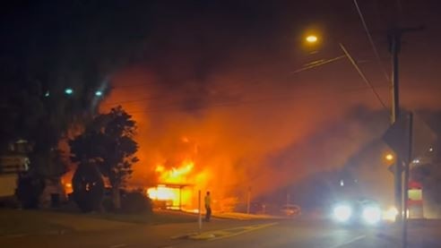 Three people have escaped after a house burst into a fireball on Tuesday. Picture: Facebook