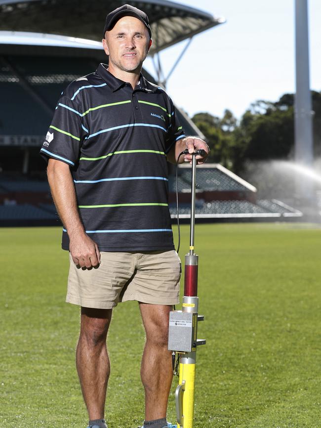 Adelaide Oval curator Damian Hough says ground staff are more scrutinised than ever. Picture: Sarah Reed