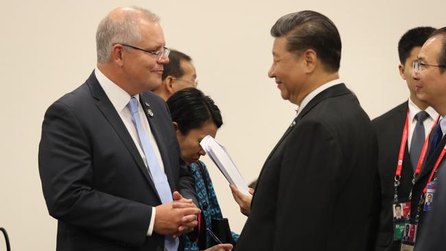 Prime Minister Scott Morrison meets with Chinese President Xi Jinping. Picture: Adam Taylor/PMO