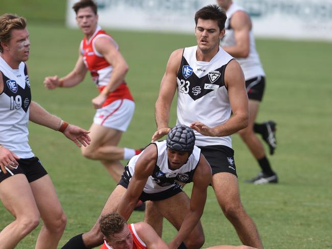 NEAFL practice game between Southport Sharks and Redland at Fankhauser Reserve. Shark's player Jai Lyons in action. (Photo Steve Holland)