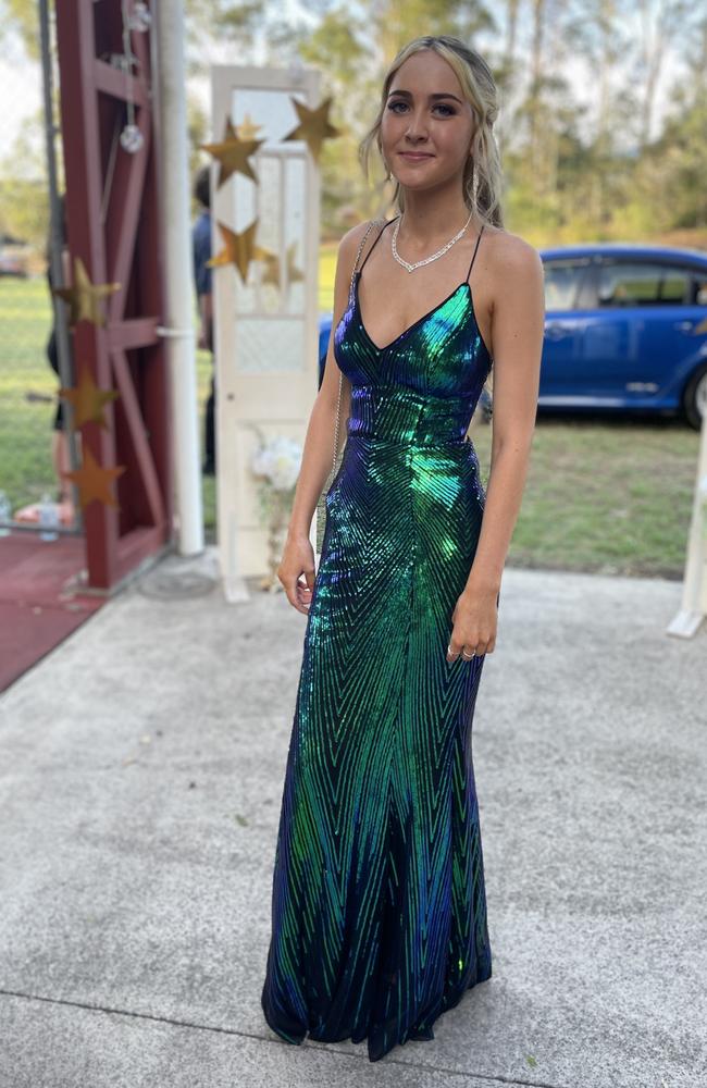 Kayla Blount arrives at the 2024 Gympie State High School graduation formal.