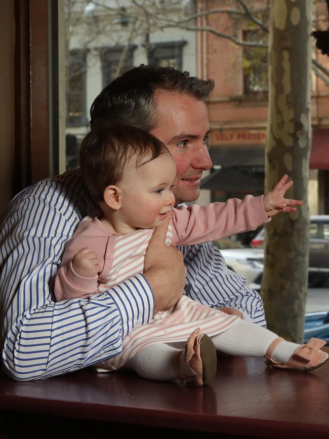 David Malaspina at the window of the now open Pellegrini’s in Melbourne. Picture: Alex Coppel.