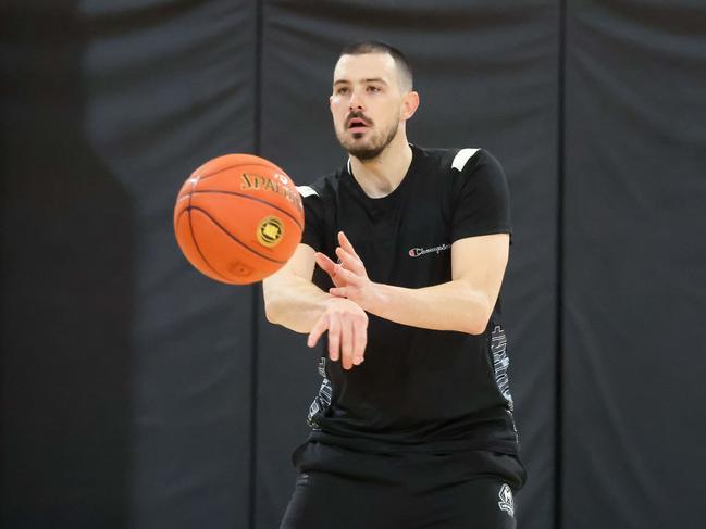 Goulding at a Melbourne United pre-season training session. Picture: Brendan Beckett