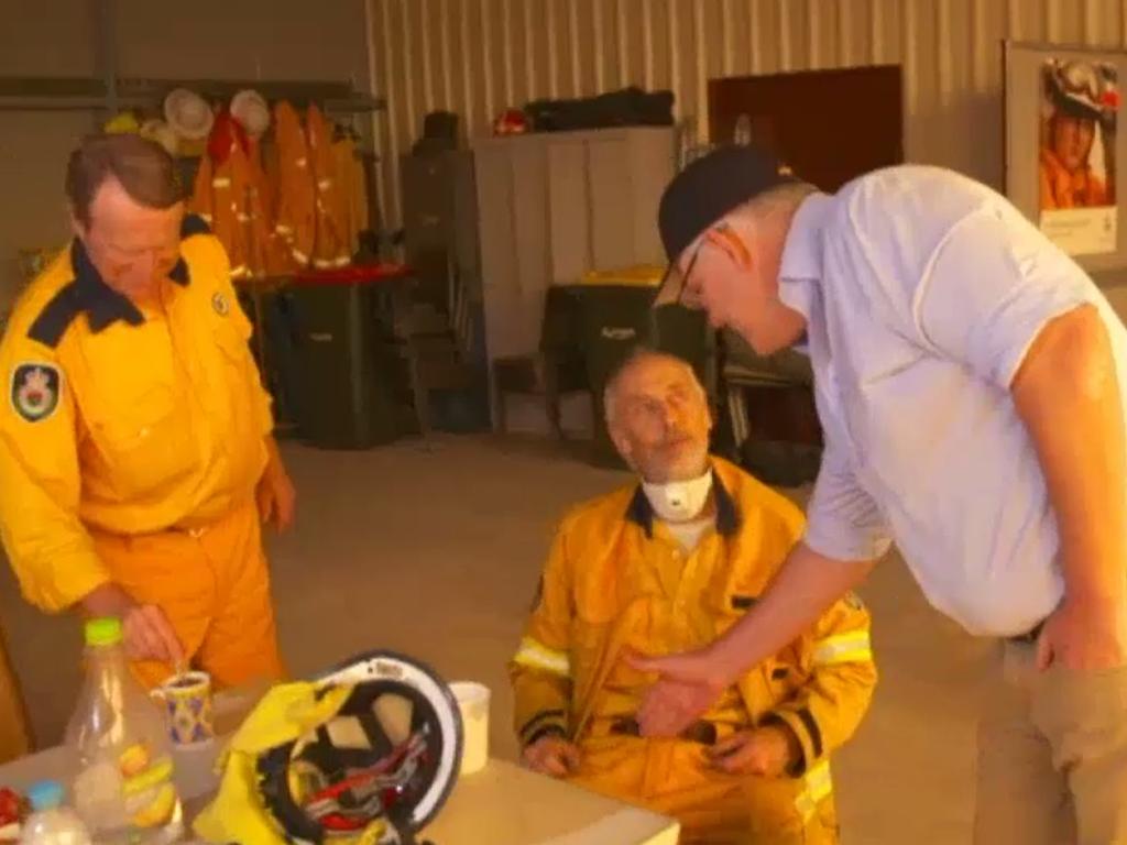 Prime Minister Scott Morrison was heckled by locals in Cobargo. Picture: Supplied