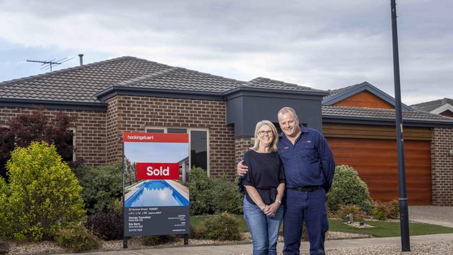 Jacqui and Trevor Moore, who have just sold their Tarneit home. Picture: Wayne Taylor