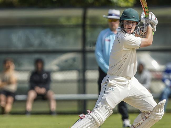 Cricket VSDCA GF: Ormond v Caulfield. Ormond keeper Ben Speake and Caulfield batsman Josh Agar. Picture: Valeriu Campan