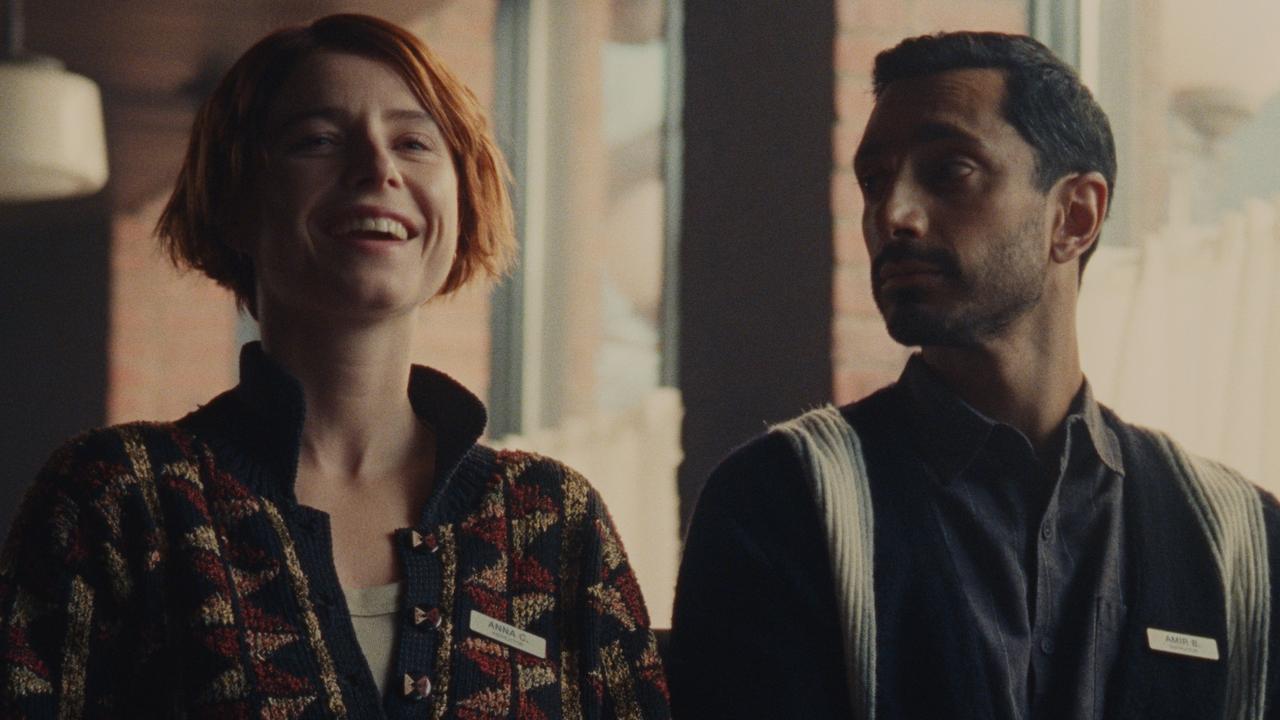 Jessie Buckley and Riz Ahmed in Fingernails, now streaming on Apple TV+.