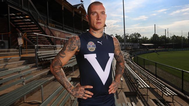 Dustin Martin in the Victoria guernsey. Picture: Alex Coppel