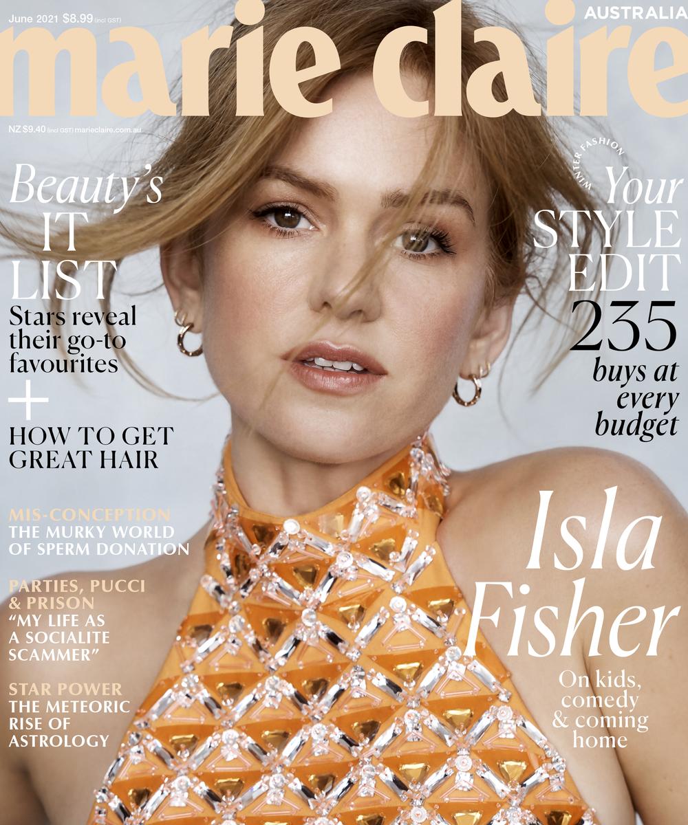 Isla Fisher on the cover of Marie Claire June. Picture: Marie Claire